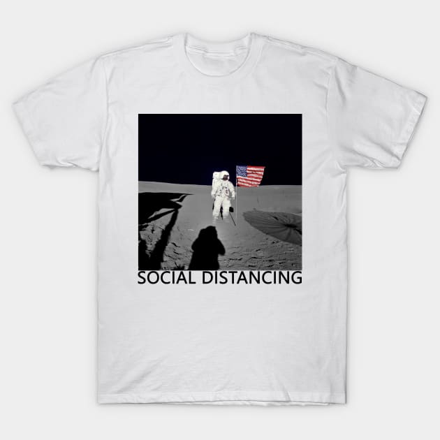 Social Distancing Black T-Shirt by Melodezii